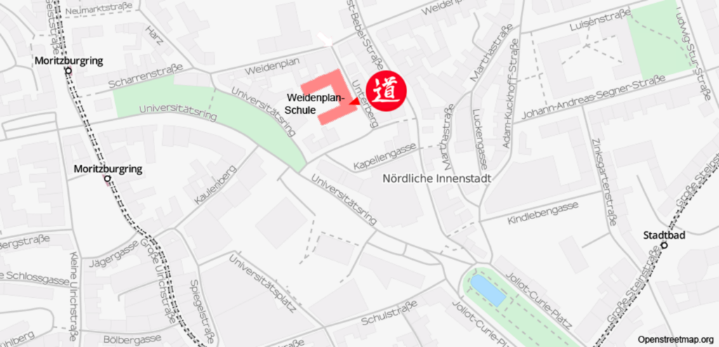 Karte mit eingezeichnetem Trainingsort